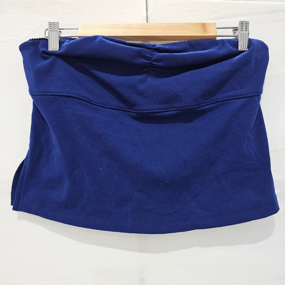 New Wild Fable Royal Blue Ribbed Size Large Tube Top Strapless Ruched Lace Trim